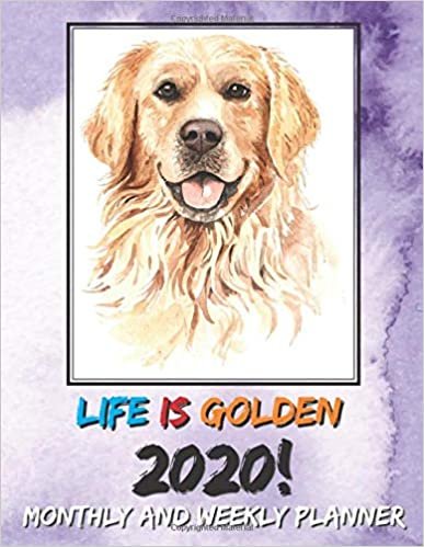 Life is Golden 2020 Monthly and Weekly Planner: Cute Dog Calendar Notebook, Academic Organizer Monthly Calendar And Journal For Writing indir