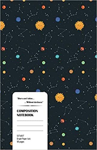 LUOMUS Galaxy Space with Quote - Graph Paper 4x4 Composition Notebook | 5.5 x 8.5 inches | 50 pages (Vol. 12): Note Book for drawing, writing notes, ... writing, school notes, and capturing ideas