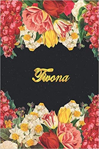 Tivona: Lined Notebook / Journal with Personalized Name, & Monogram initial T on the Back Cover, Floral cover, Gift for Girls & Women