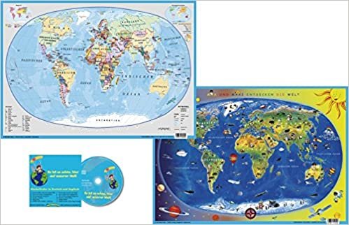 Erde politisch / Kinderweltkarte: DUO-Schreibunterlage klein mit Musik-CD