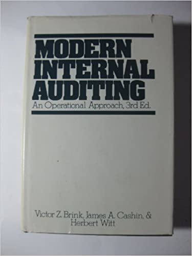 Modern Internal Auditing; An Operational Approach