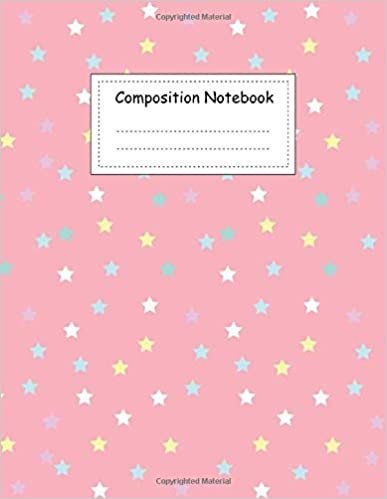 Composition Notebook: Cute Pink and Little Stars Pastel Seamless Wide Ruled ;Composition Book ;Large Notebook College Rule ;8.5" x 11" ;100 Pages for Back To School ,Student ,Girls ,s ,Kids