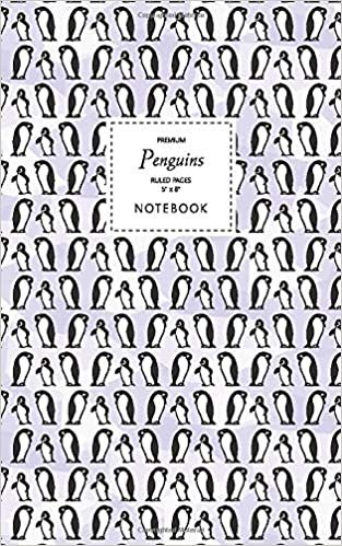 Penguins Notebook - Ruled Pages - 5x8 - Premium: (Violet Edition) Fun notebook 96 ruled/lined pages (5x8 inches / 12.7x20.3cm / Junior Legal Pad / Nearly A5)
