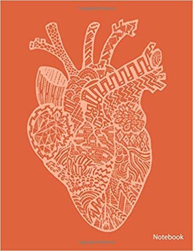 Notebook: Anatomical Heart on Orange Background