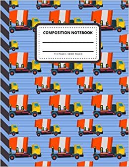 Composition Notebook: Wide Ruled Paper / Large Writing Journal for Homework - Notes - Doodles - Homeschool / Cement Mixer - Construction Vehicle Art Pattern / Back to School for Boys Kids Children indir