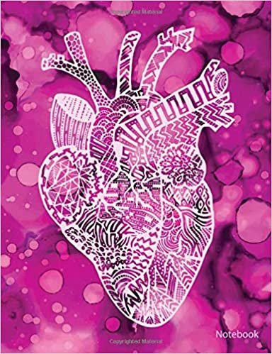 Notebook: Anatomical Heart Doodle on Pink Background
