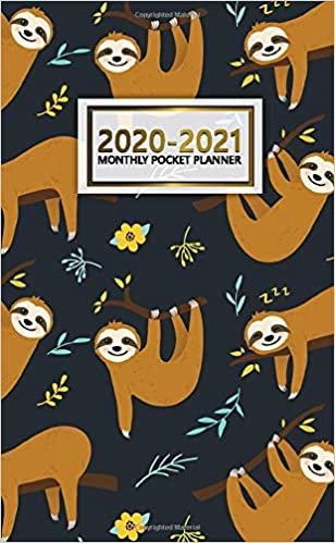 2020-2021 Monthly Pocket Planner: 2 Year Pocket Monthly Organizer & Calendar | Cute Jungle Two-Year (24 months) Agenda With Phone Book, Password Log and Notebook | Pretty Sloth & Floral Print