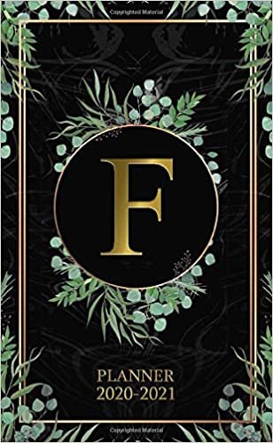 F 2020-2021 Planner: Tropical Floral Two Year 2020-2021 Monthly Pocket Planner | 24 Months Spread View Agenda With Notes, Holidays, Password Log & Contact List | Nifty Gold Monogram Initial Letter F indir