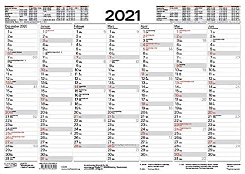 Tafelkalender A4 2021: 14 Monate auf Vorder- und Rückseite I Ferientermine und Feiertage indir
