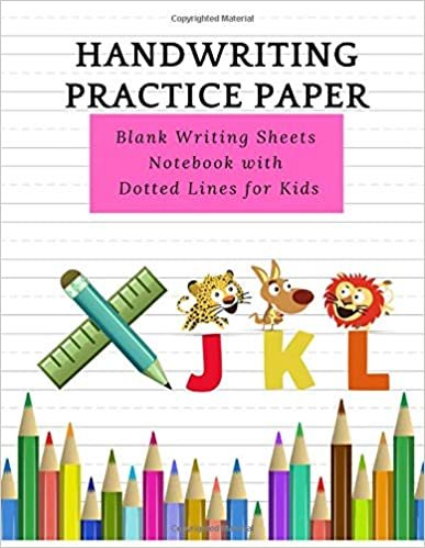 Handwriting Practice Paper: Paperback book Cute Cartoon Pattern For Writing Sheets with Dotted Lines for Kids, Volume 3