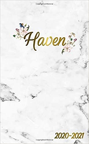 Haven 2020-2021: 2 Year Monthly Pocket Planner & Organizer with Phone Book, Password Log and Notes | 24 Months Agenda & Calendar | Marble & Gold Floral Personal Name Gift for Girls and Women