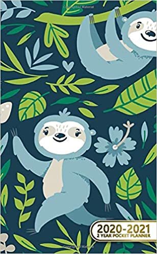 2020-2021 2 Year Pocket Planner: Cute Two-Year (24 Months) Monthly Pocket Planner & Agenda | 2 Year Organizer with Phone Book, Password Log & Notebook | Pretty Sloth & Floral Pattern