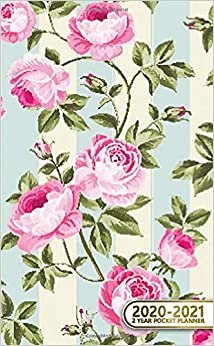 2020-2021 2 Year Pocket Planner: Pretty Striped Two-Year Monthly Pocket Planner and Organizer | 2 Year (24 Months) Agenda with Phone Book, Password Log & Notebook | Cute Rose & Floral Pattern