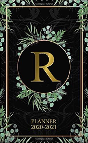 R 2020-2021 Planner: Tropical Floral Two Year 2020-2021 Monthly Pocket Planner | 24 Months Spread View Agenda With Notes, Holidays, Password Log & Contact List | Nifty Gold Monogram Initial Letter R