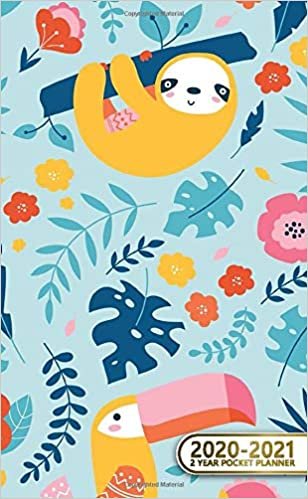 2020-2021 2 Year Pocket Planner: Cute Two-Year (24 Months) Monthly Pocket Planner & Agenda | 2 Year Organizer with Phone Book, Password Log & Notebook | Nifty Tropical Sloth & Toucan Pattern