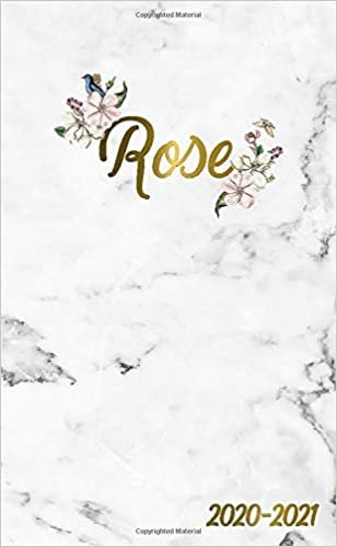 Rose 2020-2021: 2 Year Monthly Pocket Planner & Organizer with Phone Book, Password Log and Notes | 24 Months Agenda & Calendar | Marble & Gold Floral Personal Name Gift for Girls and Women