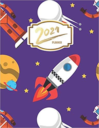 2021 Planner: Monthly Planner 2021, Large Yearly Agenda 2 year Calendar planner January 2021 - December 2022, 8.5 x 11", gifts for kids boys space lovers