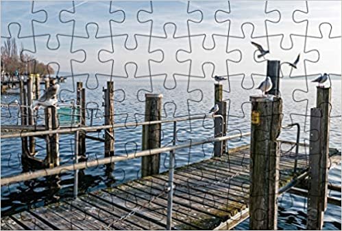 Puzzlepostkarte Bodensee 1: Motiv Möwen am Steg (Kultur erleben im GMEINER-Verlag) indir