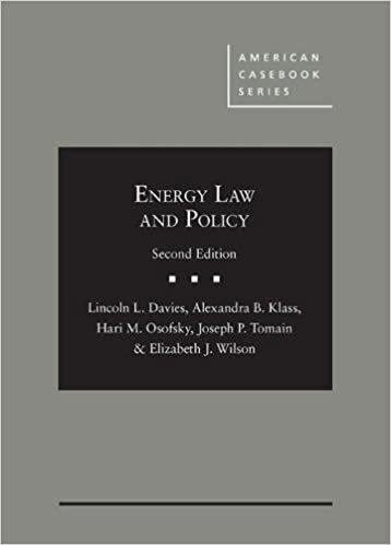 Davies, L:  Energy Law and Policy (American Casebook)