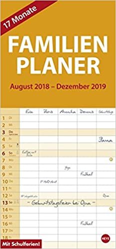 17-Monats-Familienplaner 2019: Von August bis Dezember