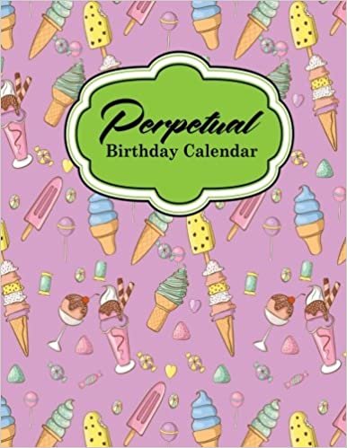 Perpetual Birthday Calendar: Important Dates Record Book, Personal Calendar Of Important Celebrations Plus Gift Log, Cute Ice Cream & Lollipop Cover: Volume 32 (Perpetual Birthday Calendars)