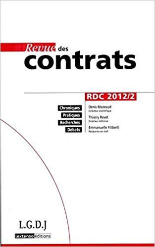 REVUE DES CONTRATS N 2 - 2012 (RDC)