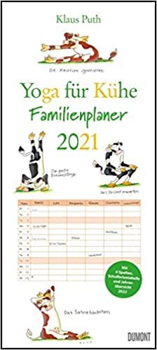 Yoga für Kühe Familienplaner 2021 – Wandkalender – Familien-Kalender mit 6 Spalten – Format 22 x 49,5 cm