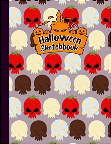 Halloween Sketchbook: Large Notebook for Drawing, Doodling or Sketching: 100 Pages, 8.5 x 11, Halloween Strawberries Background Cover.