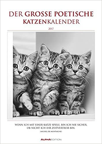 Der poetische Katzenkalender 2017 - Literarischer Bildkalender (24 x 34) - mit Zitaten - schwarz/weiß - Tierkalender 2017