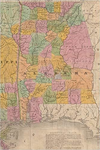 1832 Map of Alabama, Mississippi, and Louisiana - A Poetose Notebook / Journal / Diary (50 pages/25 sheets) (Poetose Notebooks) indir