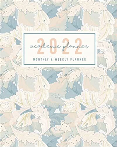 2022 Academic Planner: 1 Year Planner with Hourly and Gratitude journal Calendar,Workbook Schedule Pretty ⎮ Stylish Beautiful Leaf Pastel Cream illustration⎮8x10” indir