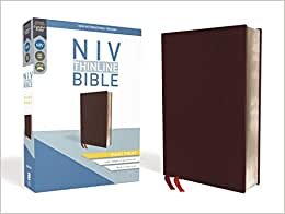 NIV, Thinline Bible, Giant Print, Bonded Leather, Burgundy, Red Letter Edition