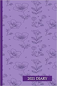 2021 Diary: Pretty Purple floral Weekly Pocket Diary Planner 5.25 x 8 compact size. Vertical at a glance layout, perfect for purse, briegcase or desk. Great gift for friends and family