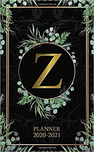 Z 2020-2021 Planner: Tropical Floral Two Year 2020-2021 Monthly Pocket Planner | 24 Months Spread View Agenda With Notes, Holidays, Password Log & Contact List | Nifty Gold Monogram Initial Letter Z