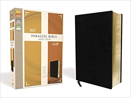 KJV, Amplified, Parallel Bible, Large Print, Bonded Leather, Black, Red Letter Edition: Two Bible Versions Together for Study and Comparison