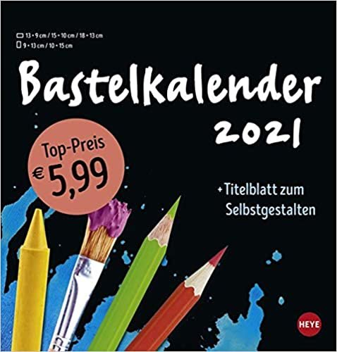 Bastelkalender 2021 schwarz mittel - mit Titelblatt zum Selbstgestalten und Monatskalendarium - Format 21 x 22 cm