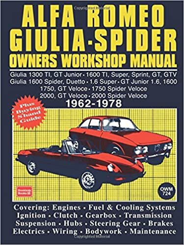 Alfa Romeo Giulia Spider Owners Workshop Manual 1962-1978: This Is A Do It Ourself Workshop Manual, It Was Written For The Owner Who Wishes To ... and Maintenance (Workshop Manual Alfa Romeo) indir
