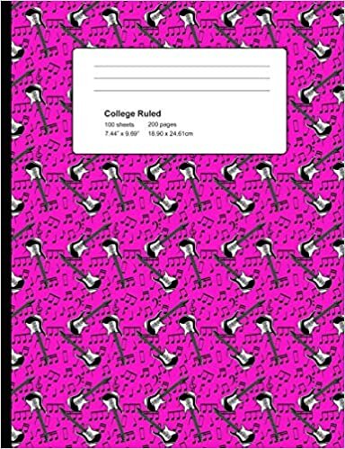 College Ruled 200 Pages: Dark Pink Guitar Composition Notebook, Music Lover College Composition Book, Notebook For Guitarists