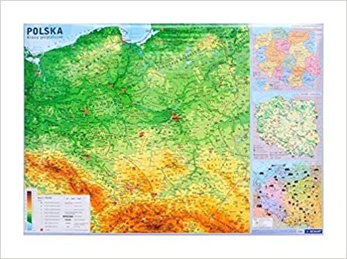 Polska mapa fizyczno-administracyjna 1:700 000 scienna indir