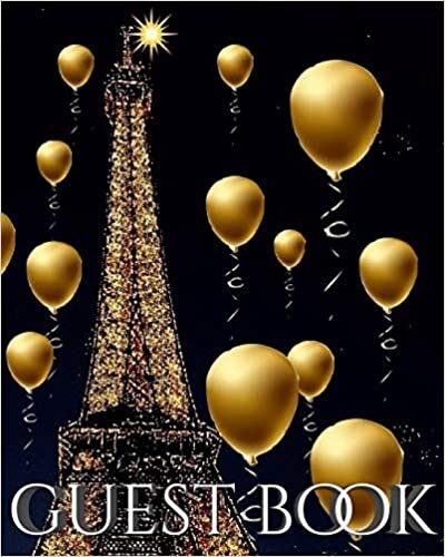 Eiffel Tower paris gold Ballon themed All occasion blank guest book