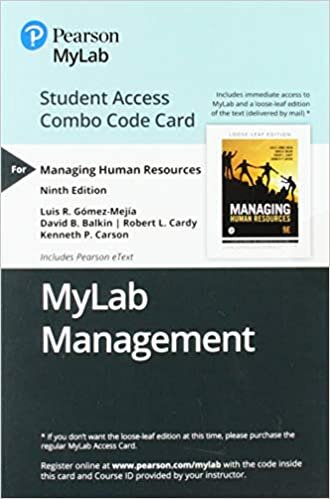 Managing Human Resources Mylab Management Combo Access Card