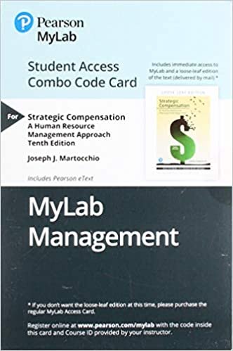 Mylab Management with Pearson Etext -- Combo Access Card -- For Strategic Compensation: A Human Resource Management Approach
