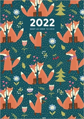 2022 Diary A5 Week to View: Dated Weekly Planner - Jan to Dec with Mini Calendar - Colourful - Fox In Love Forest indir