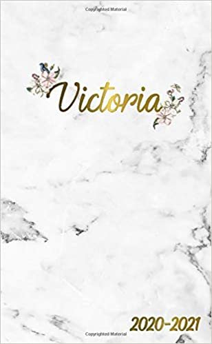 Victoria 2020-2021: 2 Year Monthly Pocket Planner & Organizer with Phone Book, Password Log and Notes | 24 Months Agenda & Calendar | Marble & Gold Floral Personal Name Gift for Girls and Women