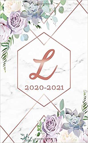 2020-2021: Rose Gold Monogram Initial Letter L Two Year 2020-2021 Monthly Pocket Planner | Marble & Floral 2 Year (24 Months) Agenda & Organizer With Notes, Contact List and Password Log.