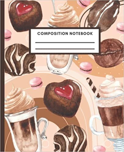 Composition Notebook: Wide Ruled Lined Paper With Coffee Theme Café Snack and Sweets Illustration, for Boys Girls Kids Teens Students College Writing Notes