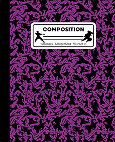 Composition: College Ruled Writing Notebook, Purple Ninja Pattern Marbled Blank Lined Book