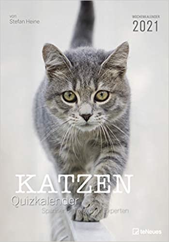 Stefan Heine Katzen Quizkalender 2021 Wochenkalender - Quizkalender - Rätselkalender - Jede-Woche-neue-Rätsel - Tierkalender - 23,7x34