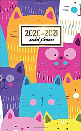 2020-2021 Pocket Planner: 2 Year Pocket Monthly Organizer & Calendar | Nifty Cartoon Cat Two-Year (24 months) Agenda With Phone Book, Password Log and Notebook