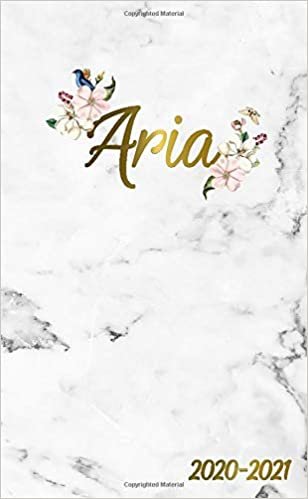 Aria 2020-2021: 2 Year Monthly Pocket Planner & Organizer with Phone Book, Password Log and Notes | 24 Months Agenda & Calendar | Marble & Gold Floral Personal Name Gift for Girls and Women